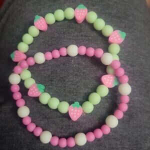 kawaii strawberry beaded bracelet set